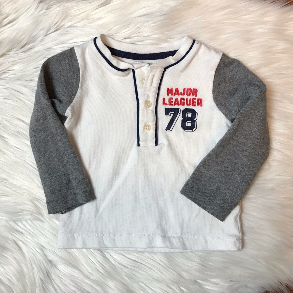 Carter’s Raglan Henley Major Leaguer 78 White Gray